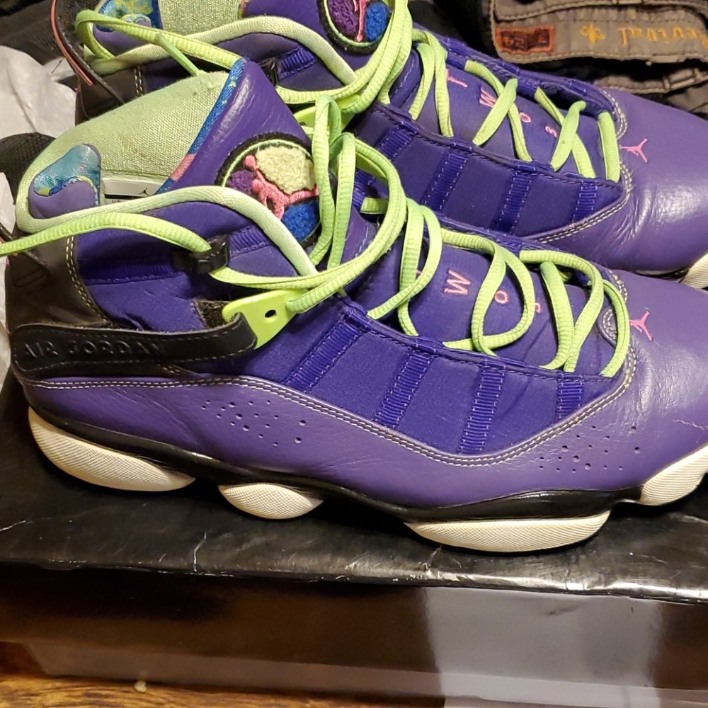 Jordan 6 rings purple green and pink